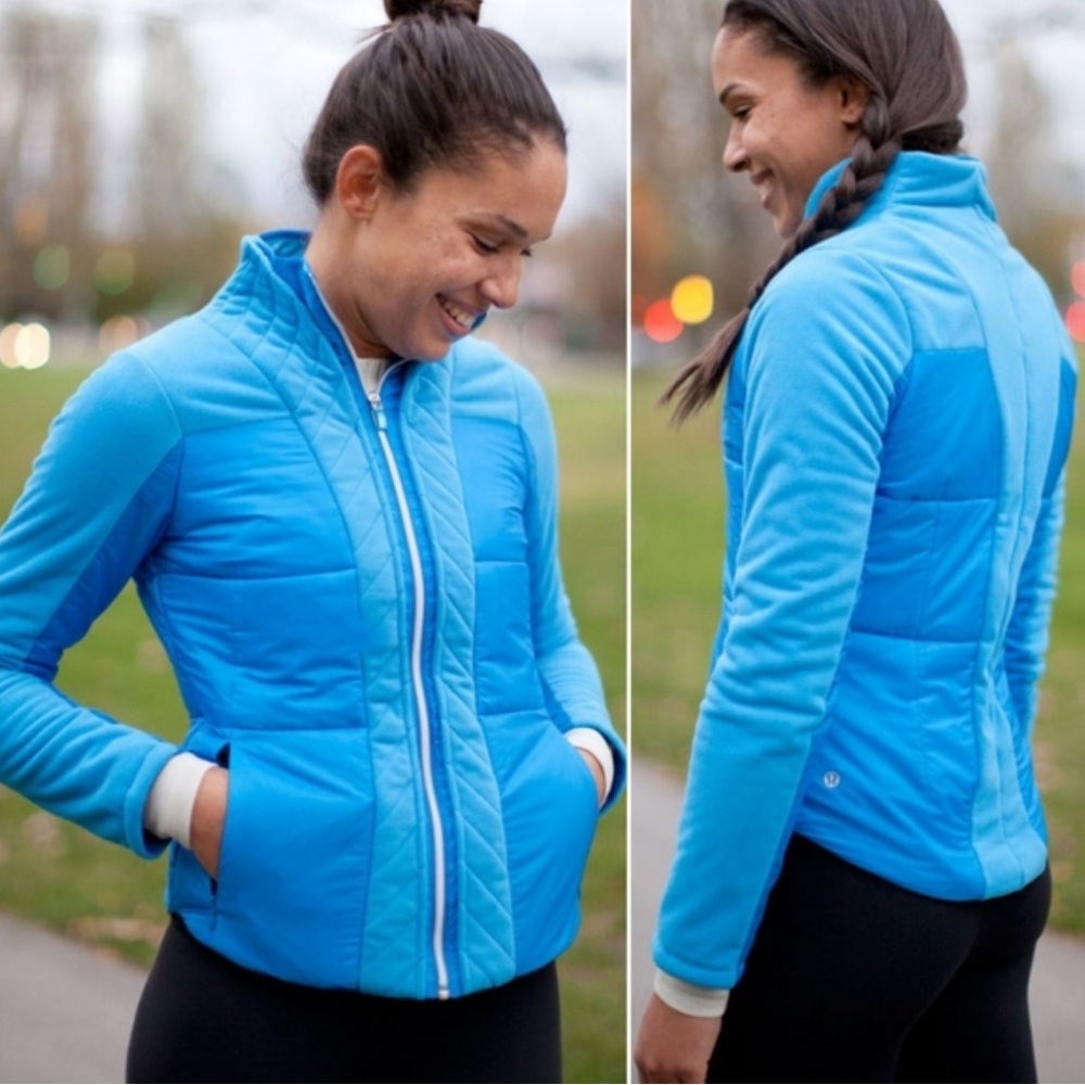 Lululemon Womens Blue St. Moritz Full Zip Quilted Puffer Athletic Jacket Size‎ 2